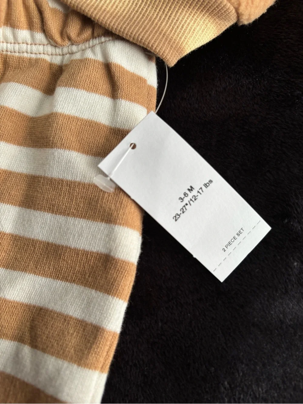 Old Navy Teddy Pullover and Striped Pants - Brown & Cream